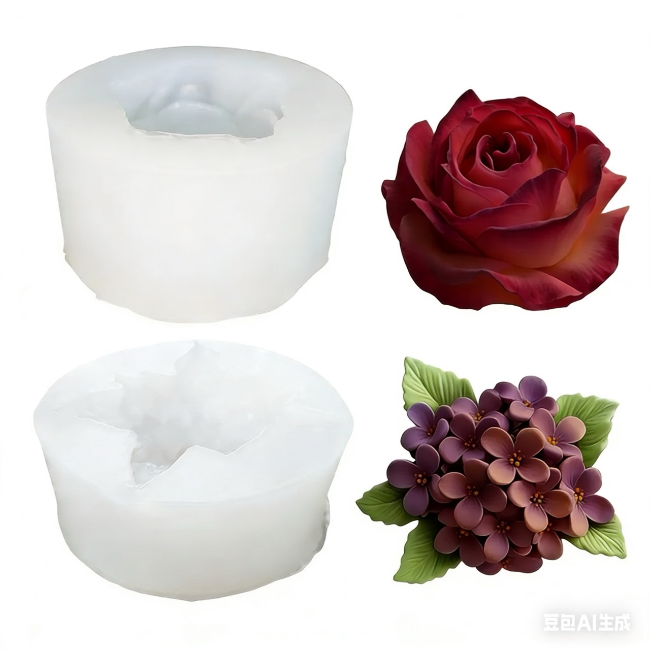2-Piece 3D Rose and Lilac Sili - Soap Making Art 评论和价格
