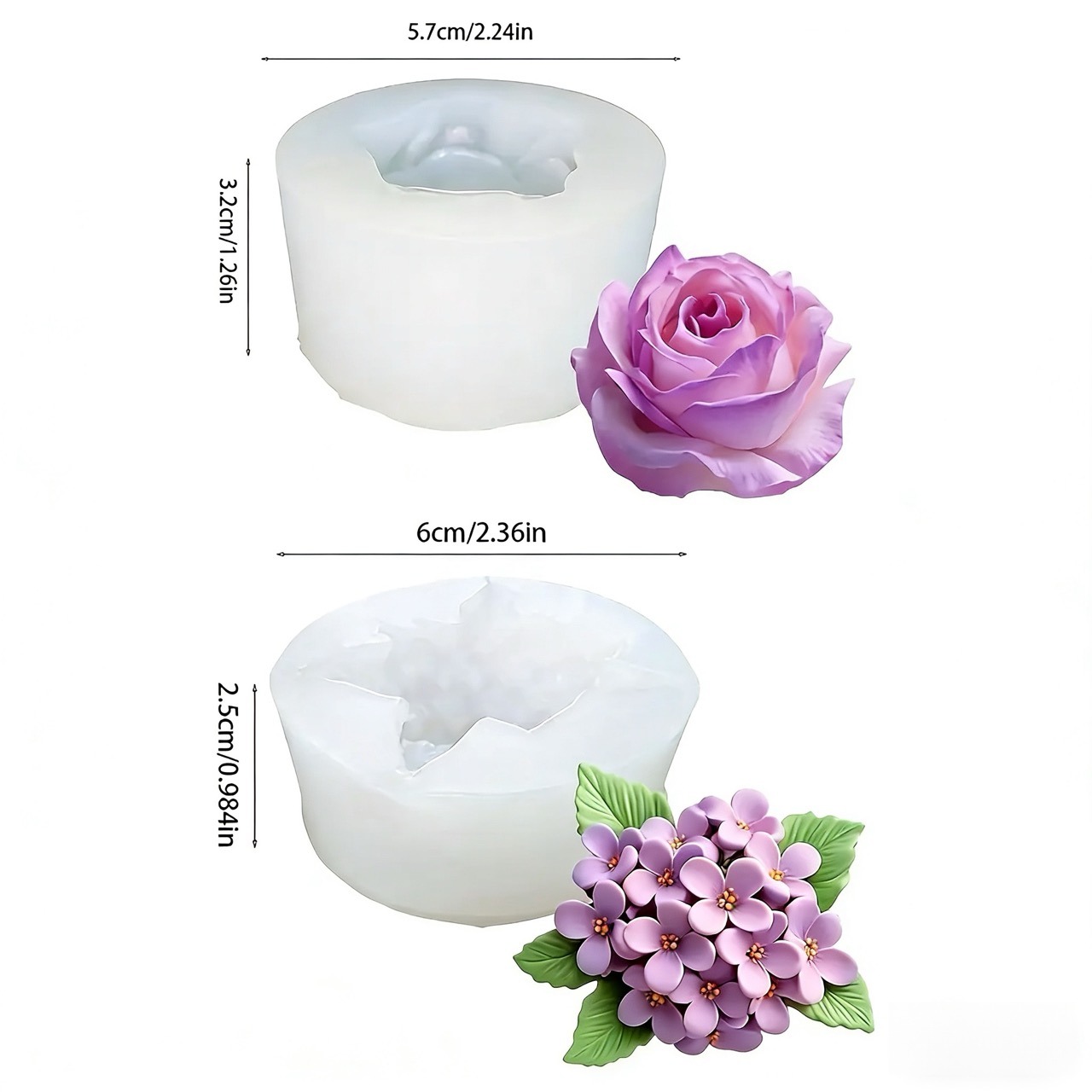2-Piece 3D Rose and Lilac Sili - Soap Making Art 评论和价格